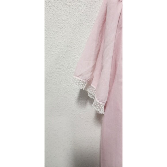 Barbizon Pink Lace Trim Nightgown Short Sleeve Vintage Style - Medium - Picture 7 of 7